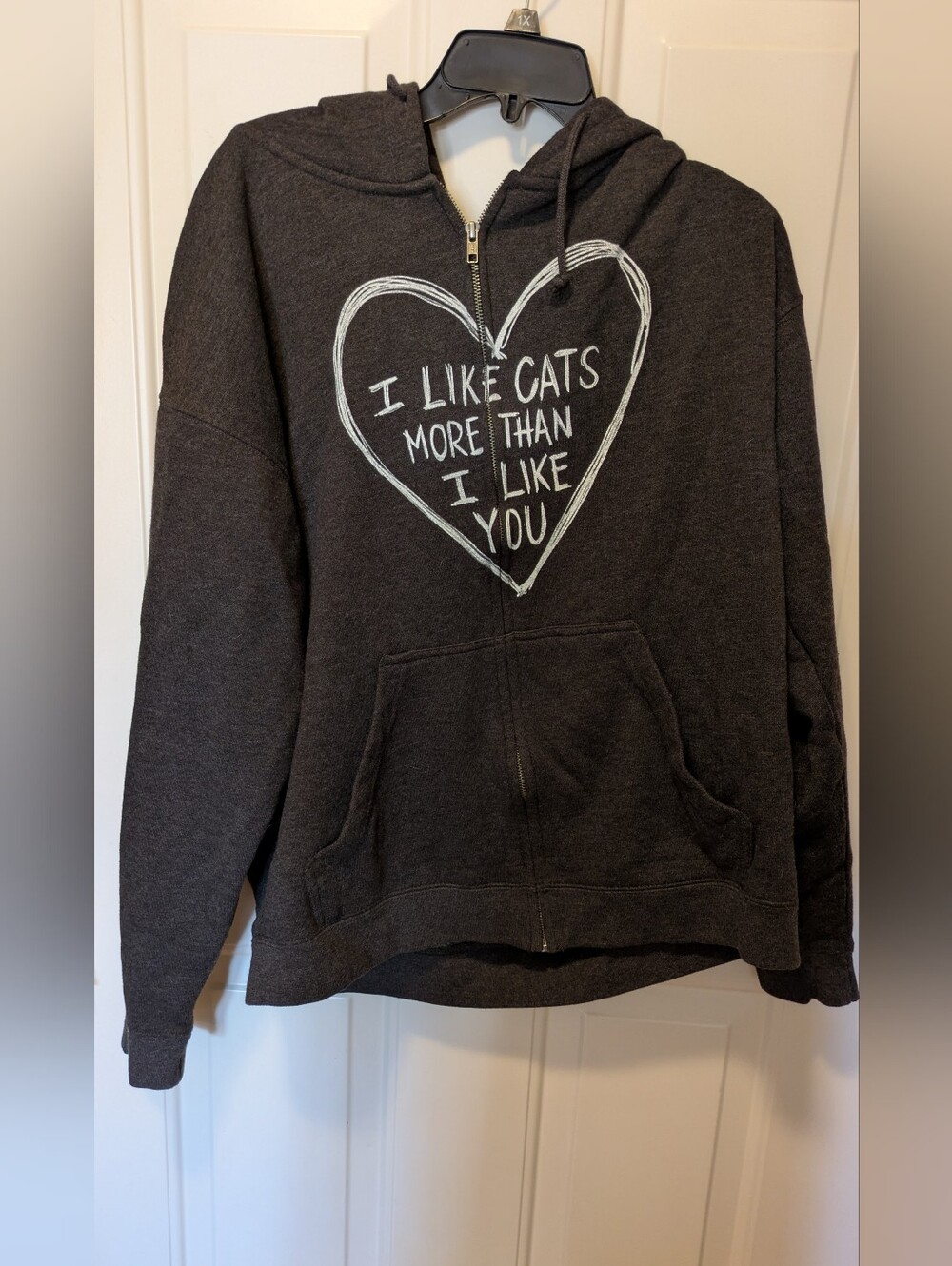 Delta Fleece Hooded Zip Sweatshirt in Charcoal Gray and White